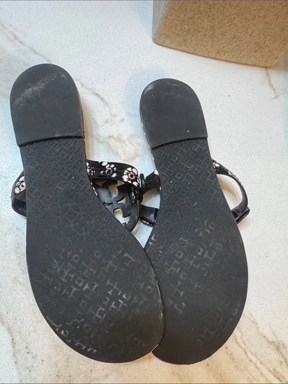 Tory Burch Women’s Black Floral Thong Sandals